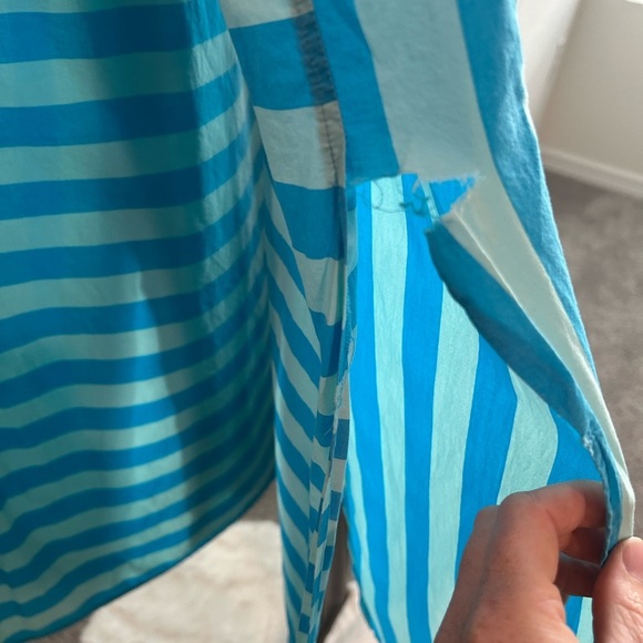 SOLID & STRIPED Oxford Tunic Maxi Aqua and White Striped - Size M - Picture 7 of 7